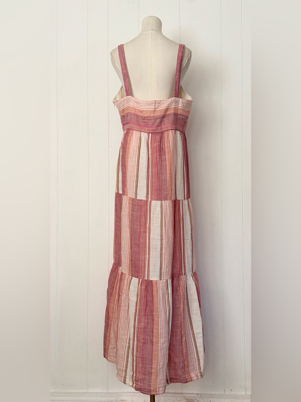 Faherty Sarah Tiered Stripe Cotton Maxi Dress Size XL - Picture 4 of 9